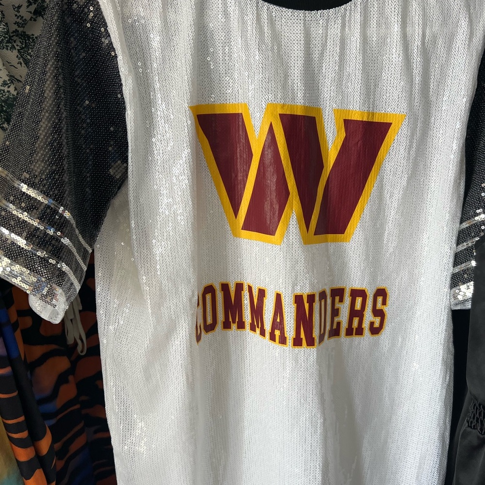 Commanders Sequin Women's Top - White and Black